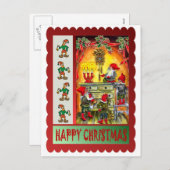 Elfen auf Zuhause Feiertagspostkarte (Vorne/Hinten)