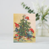 Elfen dekorieren Weihnachtsbaum Feiertagspostkarte (Stehend Vorderseite)
