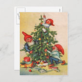 Elfen dekorieren Weihnachtsbaum Feiertagspostkarte (Vorne/Hinten)