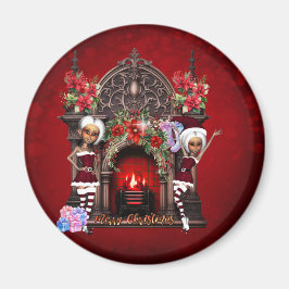 Elfen freuen sich auf Weihnachten Magnet