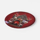 Elfen freuen sich auf Weihnachten Pappteller (Schrägansicht)