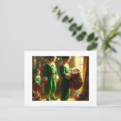 Elfen mit Geschenken, Postkarte (Stehend Vorderseite)