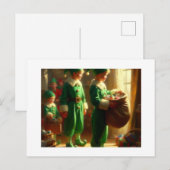 Elfen mit Geschenken, Postkarte (Vorne/Hinten)