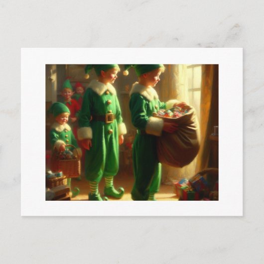 Elfen mit Geschenken, Postkarte (Vorderseite)