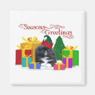 Elfen-Pekingese-Welpe Weihnachten Magnet
