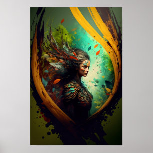 Elfen-Ranger-Fantasy-Poster D&D-Kunst 3 Poster