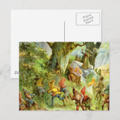Elfen und Gnome im dunklen, magischen Tiefwald Postkarte (Vorne/Hinten)
