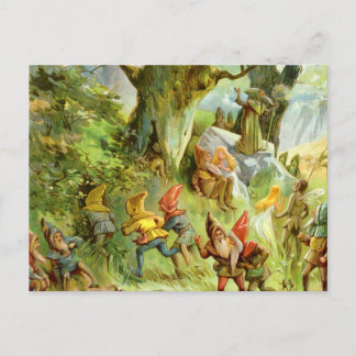 Elfen und Gnome im dunklen, magischen Tiefwald Postkarte