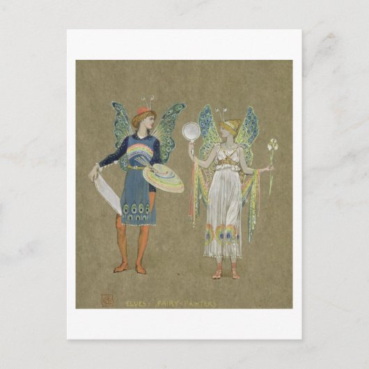 Elfen und Maler, aus "Der Schneemann" 1899 Postkarte (Vorderseite)