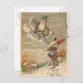 Elfen und Mond Feiertagspostkarte (Vorne/Hinten)