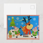 Elfen und Rentier Postkarte (Vorne/Hinten)