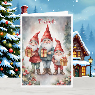 Elfen & Weihnachtsmann für Großkinder Weihnachten Karte