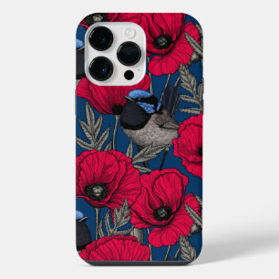 Elfen-Zaunkönig und Mohnblumen iPhone 14 Pro Max Hülle