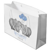 Elfenbein 14. Hochzeitstag Elefantenpaar Große Geschenktüte (Rückseite Schrägansicht)