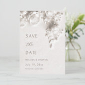Elfenbein 3D Blumen Hochzeit Save The Date (Stehend Vorderseite)