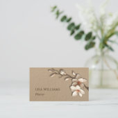 Elfenbein 3D Magnolie Rustikal | QR Code Visitenkarte (Stehend Vorderseite)