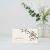 Elfenbein 3D Magnolie Rustikal | QR Code Visitenkarte (Stehend Vorderseite)