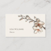 Elfenbein 3D Magnolie Rustikal | QR Code Visitenkarte (Vorderseite)