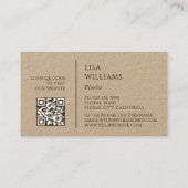 Elfenbein 3D Magnolie Rustikal | QR Code Visitenkarte (Rückseite)