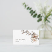 Elfenbein 3D Magnolie Rustikal | QR Code Visitenkarte (Stehend Vorderseite)