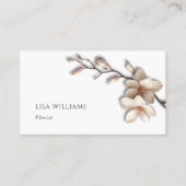 Elfenbein 3D Magnolie Rustikal | QR Code Visitenkarte (Vorderseite)