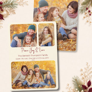 Elfenbein 4 Foto Frieden Freude & Liebe Weihnachte Feiertagskarte
