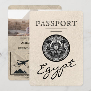 Elfenbein-Ägypten-Reisepass-Hochzeit Einladung