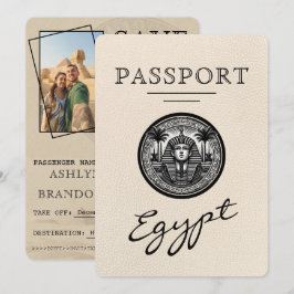 Elfenbein-Ägypten-Reisepass-Hochzeit Save the Date