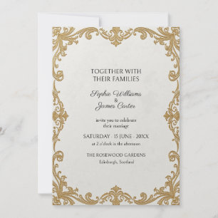 Elfenbein Antiqu Gold Barock Hochzeitseinladung Einladung