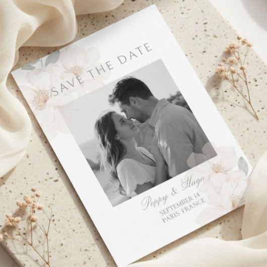 Elfenbein | Aquarell-Blumen-Hochzeit 'Save the Dat