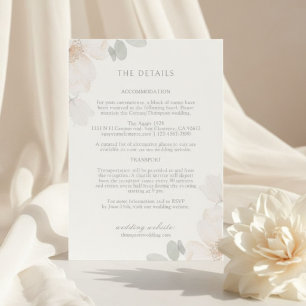 Elfenbein   Aquarell Blumen Hochzeits-Details Kart Einladung