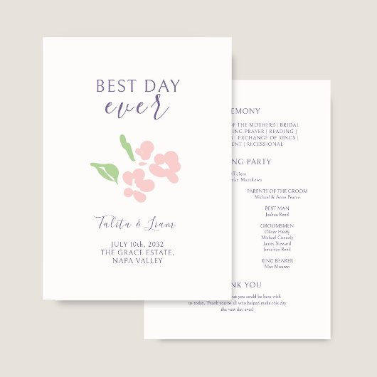 Elfenbein | Aquarell Florales Hochzeitsprogramm Programm