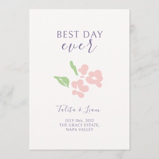 Elfenbein | Aquarell Florales Hochzeitsprogramm Programm (Vorderseite)