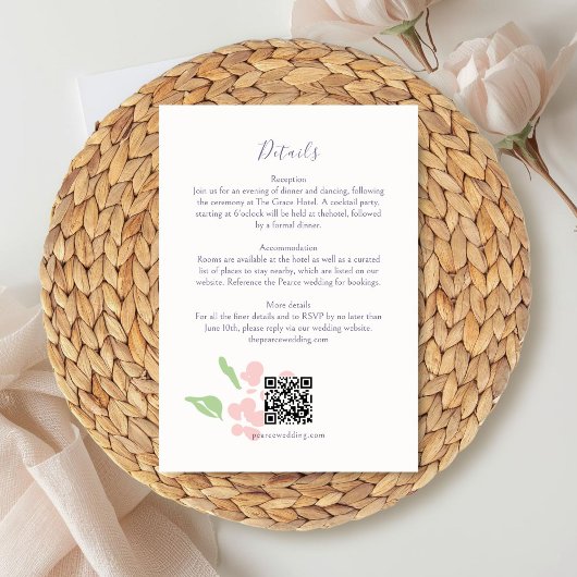 Elfenbein | Aquarell-Hochzeitsdetails Beilagekarte Begleitkarte