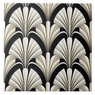 Elfenbein Art Deco Effekt eines gefalteten Fächers Fliese