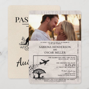 Elfenbein Australien Reisepass Hochzeitseinladung Einladung