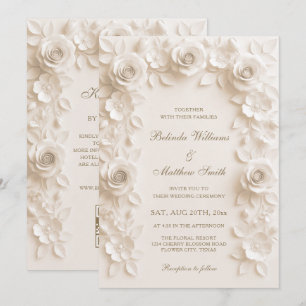Elfenbein Barock Eleganz Rosen Rahmen Hochzeit Einladung