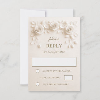 Elfenbein Barock Rosen Hochzeit RSVP Karte