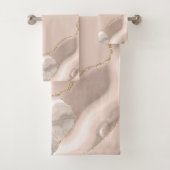 Elfenbein Beige Achat Geode Gold Glitter Badhandtuch Set (Insitu)