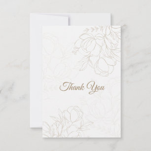 Elfenbein Beige Vintage Elegante Florale Dankeskar Dankeskarte