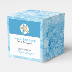 Elfenbein & Blaue Sternfische + Blaue Wasserfarbba Geschenkschachtel