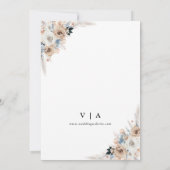 Elfenbein & Blue Boho Floral Save the Date mit Fot (Rückseite)