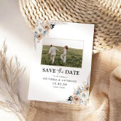 Elfenbein & Blue Boho Floral Save the Date mit Fot