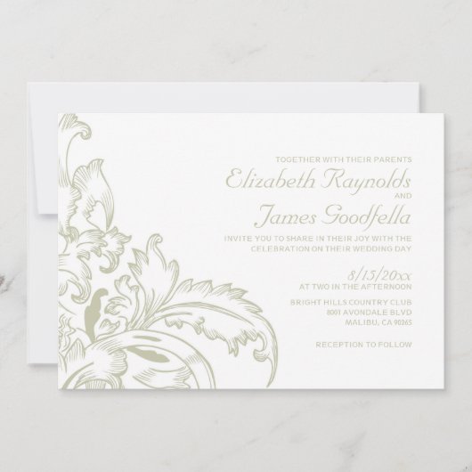 Elfenbein Blühe Hochzeitseinladungen Einladung (Vorderseite)
