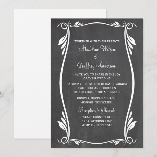 Elfenbein Blühe Hochzeitsfeier Einladung (Vorne/Hinten)