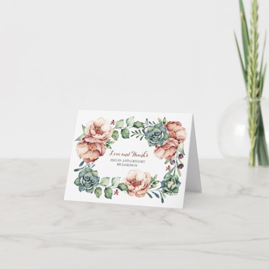 Elfenbein-Blume und -Sukkulturen bedanken sich Dankeskarte (Vorderseite)