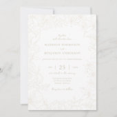 Elfenbein Blumen Garten Tor RSVP QR Code Hochzeit Einladung (Vorderseite)