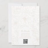 Elfenbein Blumen Garten Tor RSVP QR Code Hochzeit Einladung (Rückseite)