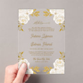 Elfenbein Blumen Gold Glitter Islamische Muslimisc Acryleinladungen (Insitu (Handheld))