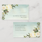 Elfenbein-Blumen| weiches grünes Aquarell Visitenkarte (Vorne/Hinten)